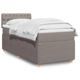 Cama box spring con colchón tela gris taupe 90x190
