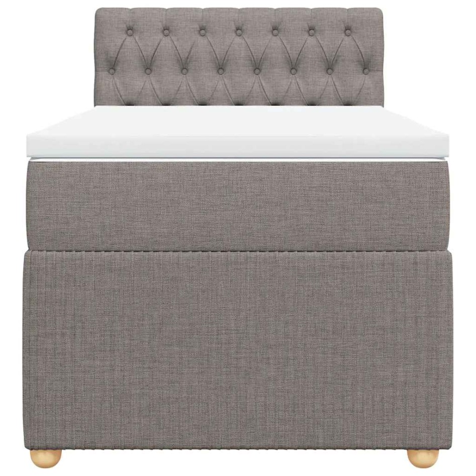 Cama box spring con colchón tela gris taupe 90x190