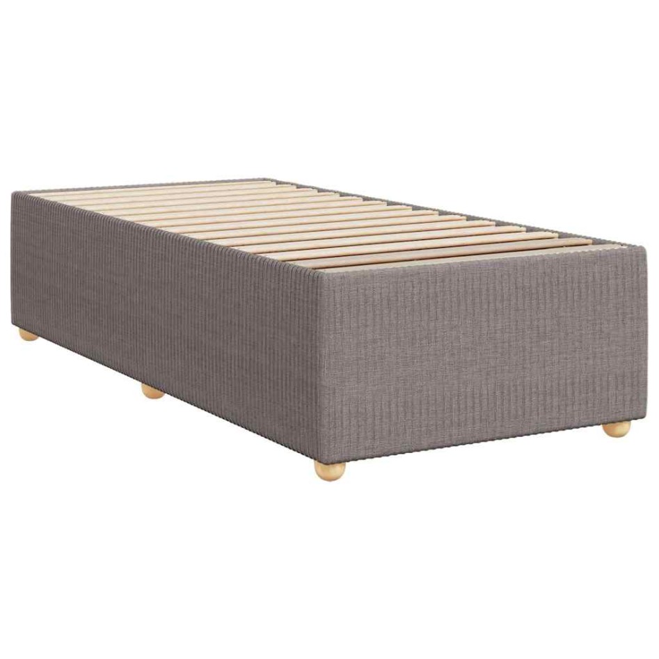 Cama box spring con colchón tela gris taupe 90x190