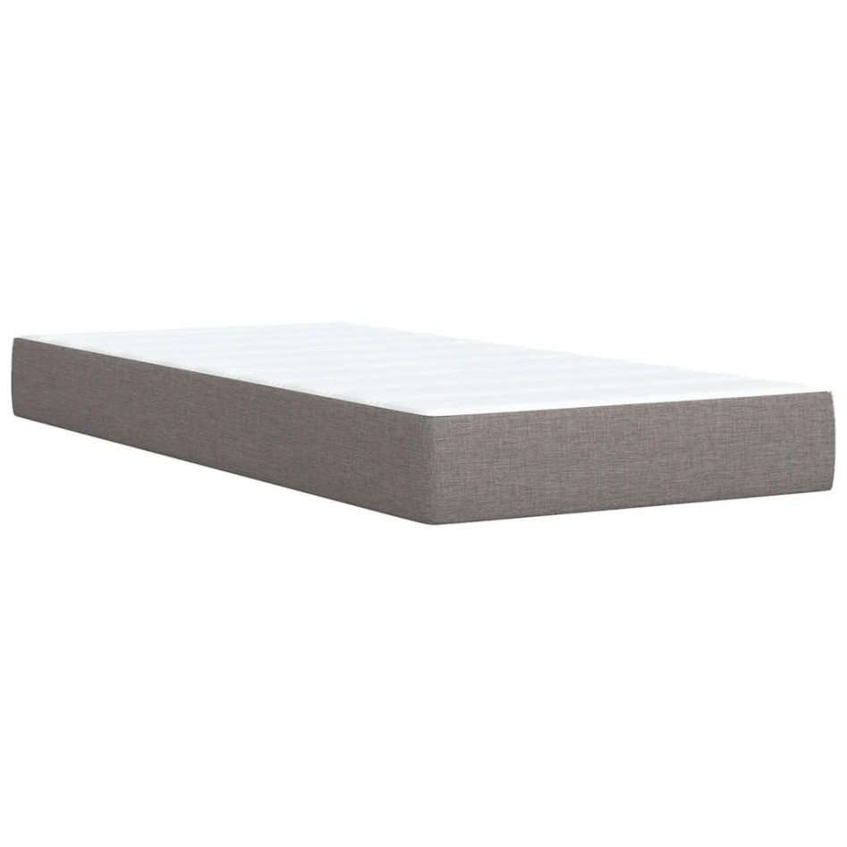 Cama box spring con colchón tela gris taupe 90x190