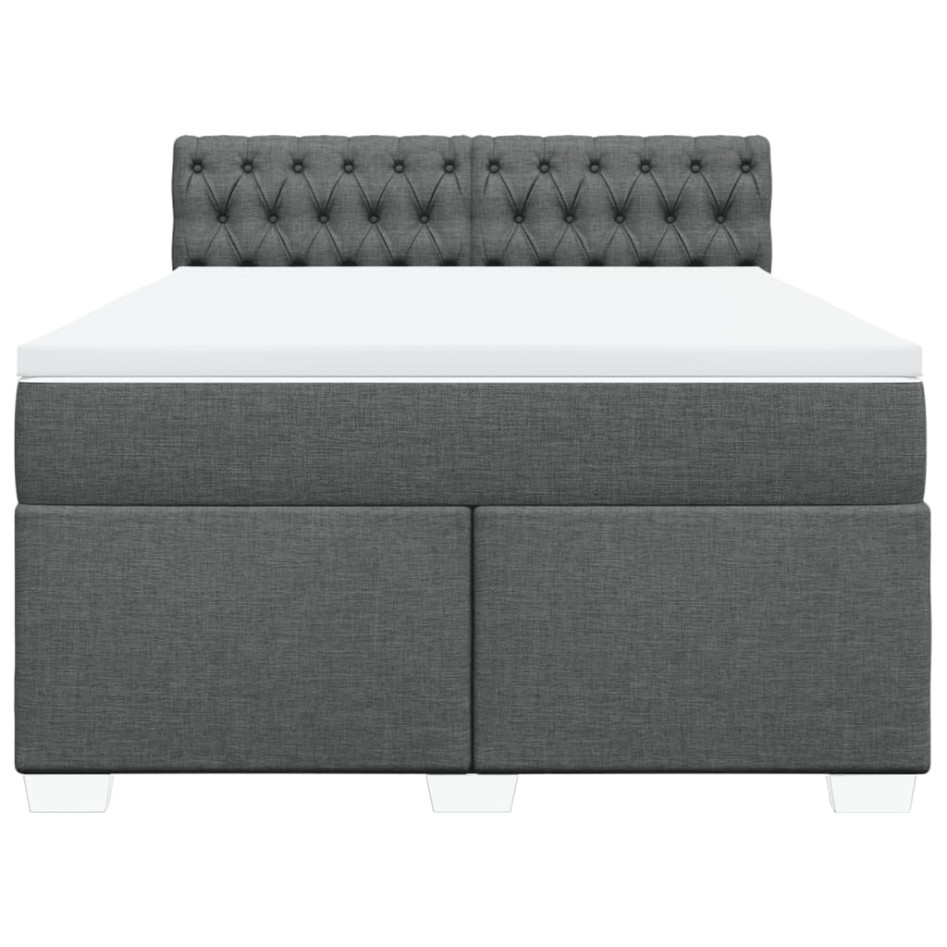 Cama box spring con colchón tela gris oscuro 160x200