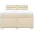 Cama box spring con colchón tela color crema 160x200