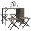 Juego de comedor de jardín plegable 5 piezas ratán PE gris