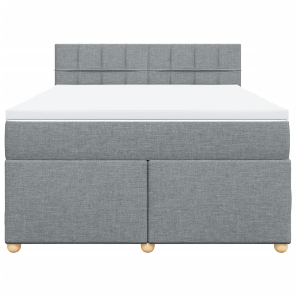 Cama box spring con colchón tela gris claro 140x190