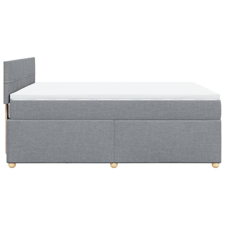 Cama box spring con colchón tela gris claro 140x190