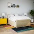 Cama box spring con colchón tela color crema 140x190