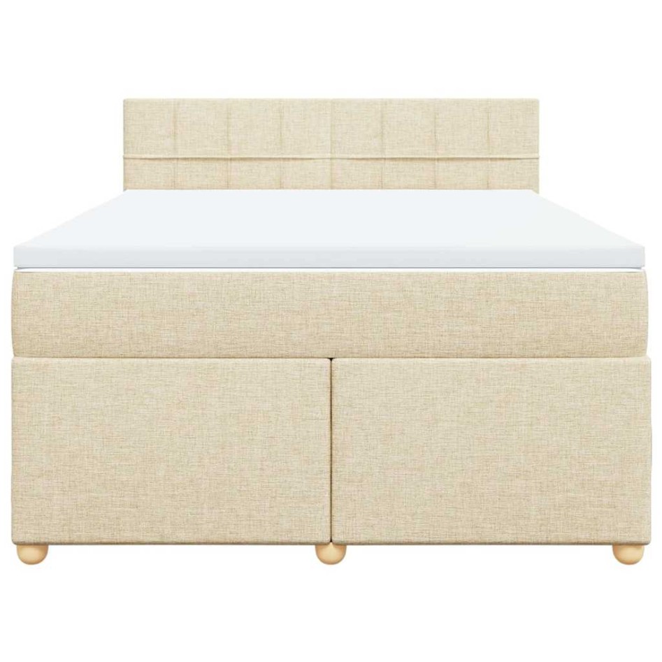 Cama box spring con colchón tela color crema 140x190