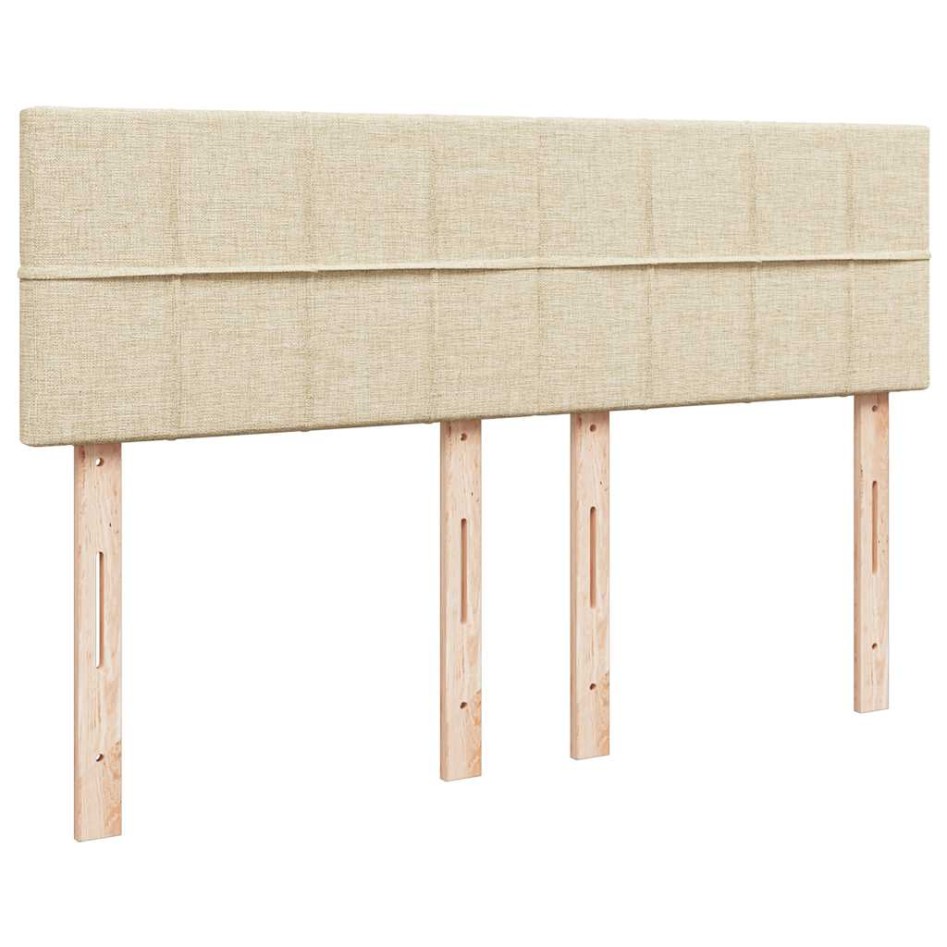 Cama box spring con colchón tela color crema 140x190