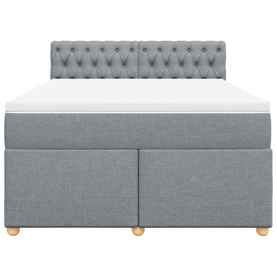 Cama box spring con colchón tela gris claro 140x190