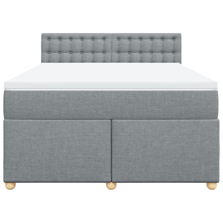 Cama box spring con colchón tela gris claro 140x190