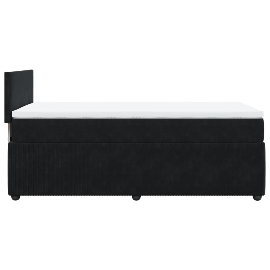 Cama box spring con colchón terciopelo negro 100x200