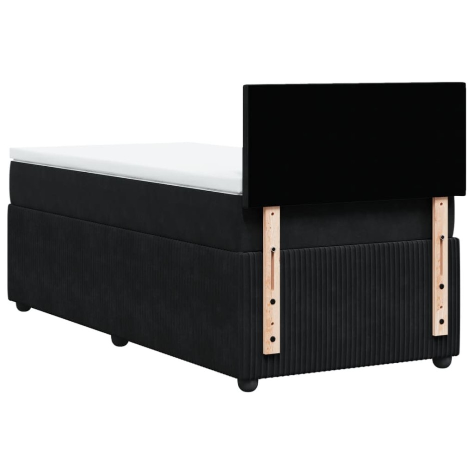 Cama box spring con colchón terciopelo negro 100x200