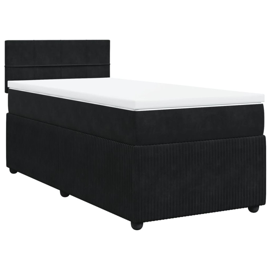 Cama box spring con colchón terciopelo negro 100x200