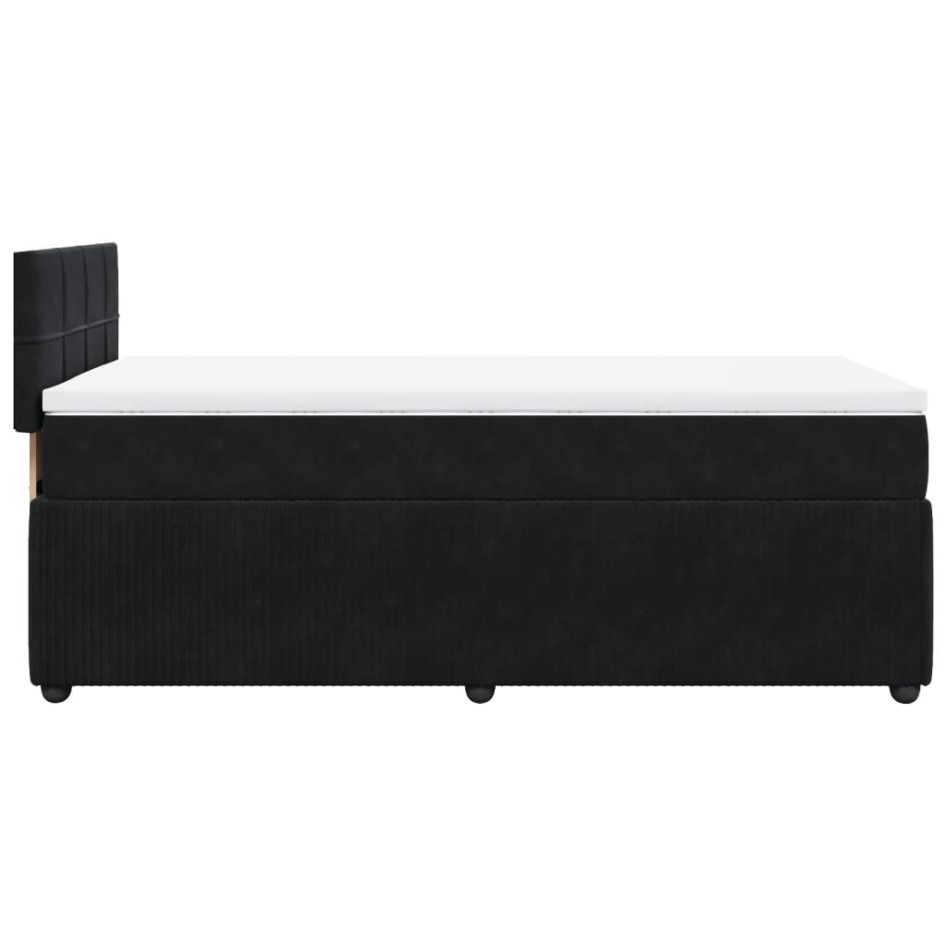 Cama box spring con colchón terciopelo negro 100x200