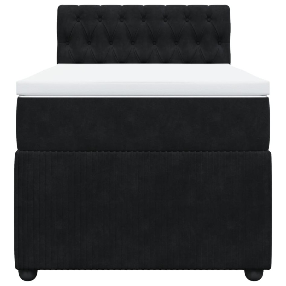 Cama box spring con colchón terciopelo negro 100x200