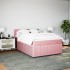 Cama box spring con colchón terciopelo rosa 140x200