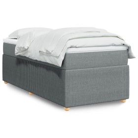 Cama box spring con colchón tela gris claro 90x190