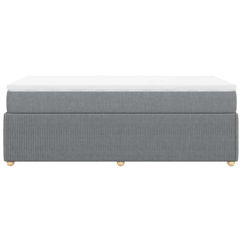 Cama box spring con colchón tela gris claro 90x190