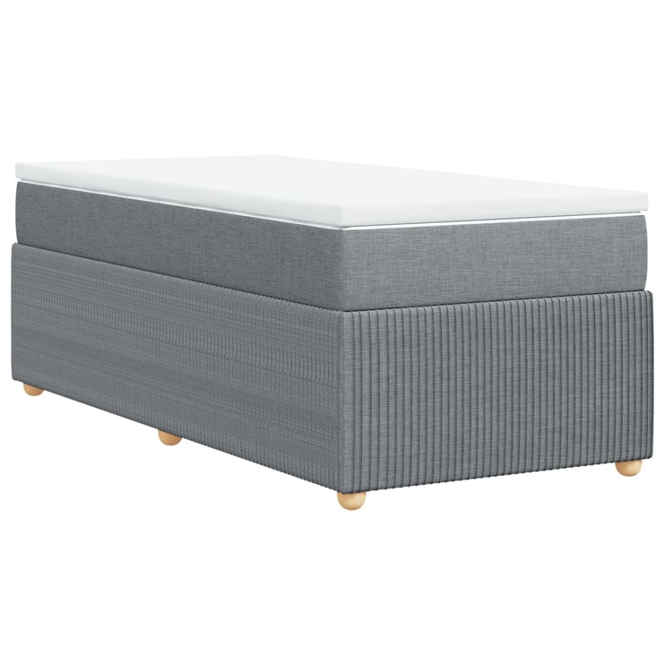 Cama box spring con colchón tela gris claro 90x190