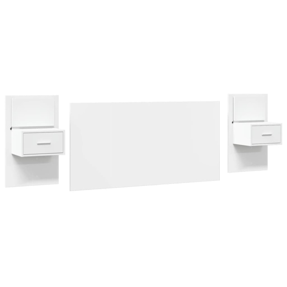 Cabecero de cama con mesitas madera de ingeniería blanco 160