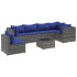 Set de muebles de jardín 7 pzas y cojines ratán sintético