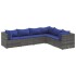 Set de muebles de jardín 6 pzas y cojines ratán sintético