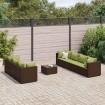 Set sofás de jardín 8 piezas y cojines ratán sintético marrón