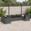 Set de muebles de jardín 7 pzas y cojines ratán sintético gris