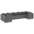 Set de muebles de jardín 7 pzas y cojines ratán sintético