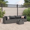 Set de muebles de jardín 5 pzas y cojines ratán sintético gris
