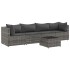 Set de muebles de jardín 5 pzas y cojines ratán sintético