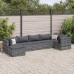 Set de muebles de jardín 7 pzas y cojines ratán sintético gris