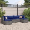 Set de muebles de jardín 6 pzas y cojines ratán sintético gris