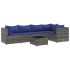 Set de muebles de jardín 6 pzas y cojines ratán sintético