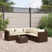 Set muebles de jardín 6 piezas y cojines ratán sintético marrón