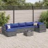 Set de muebles de jardín 8 pzas y cojines ratán sintético