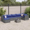 Set de muebles de jardín 8 pzas y cojines ratán sintético gris