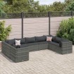 Set de muebles de jardín 9 pzas y cojines ratán sintético gris