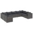 Set de muebles de jardín 9 pzas y cojines ratán sintético