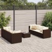Set muebles de jardín 7 piezas y cojines ratán sintético marrón