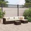 Set muebles de jardín 6 piezas y cojines ratán sintético marrón