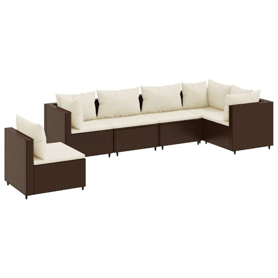 Set muebles de jardín 6 piezas y cojines ratán sintético