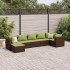 Set muebles de jardín 7 piezas y cojines ratán sintético