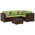 Set muebles de jardín 5 piezas y cojines ratán sintético