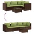 Set muebles de jardín 5 piezas y cojines ratán sintético