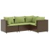 Set muebles de jardín 4 piezas y cojines ratán sintético