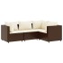 Set muebles de jardín 4 piezas y cojines ratán sintético