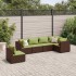 Set muebles de jardín 6 piezas y cojines ratán sintético