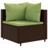 Set muebles de jardín 6 piezas y cojines ratán sintético