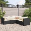 Set de muebles de jardín 5 pzas y cojines ratán sintético negro